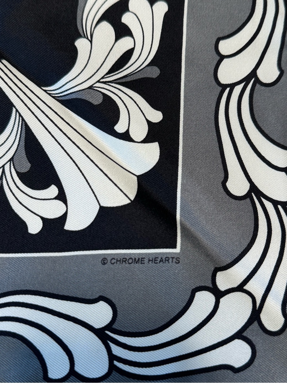 CHROME HEARTS ‘Black Grey White’ Ceiling Silk Scarf - Picture 3 of 7